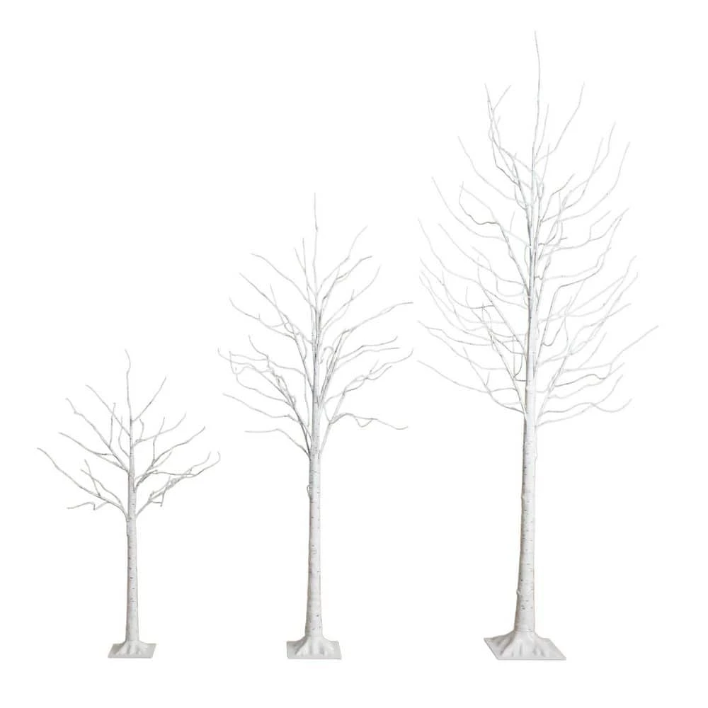 4 Ft. 6 Ft. 8 Ft. Pre-Lit Artificial White Birch Trees With LED Lights - (Set Of 3) 4 4 Ft. 6 Ft. 8 Ft. Pre-Lit Artificial White Birch Trees With LED Lights - (Set Of 3) - Image 2
