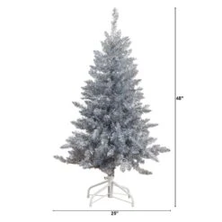 4 Ft. Artificial Silver Christmas Tree With 130-Cool White LED Lights -Christmas Gift Shop nearly natural pre lit christmas trees t5238 c3 1000