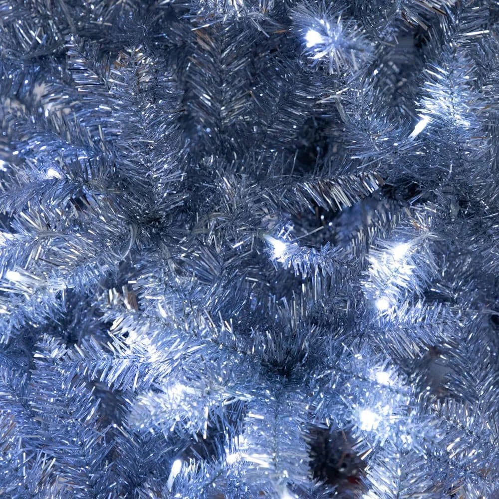 6 Ft. Artificial Silver Christmas Tree With 300-Cool White LED Lights 6 6 Ft. Artificial Silver Christmas Tree With 300-Cool White LED Lights - Image 4