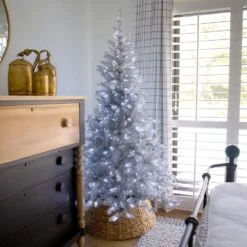 6 Ft. Artificial Silver Christmas Tree With 300-Cool White LED Lights 17 6 Ft. Artificial Silver Christmas Tree With 300-Cool White LED Lights -Christmas Gift Shop nearly natural pre lit christmas trees t5239 31 1000