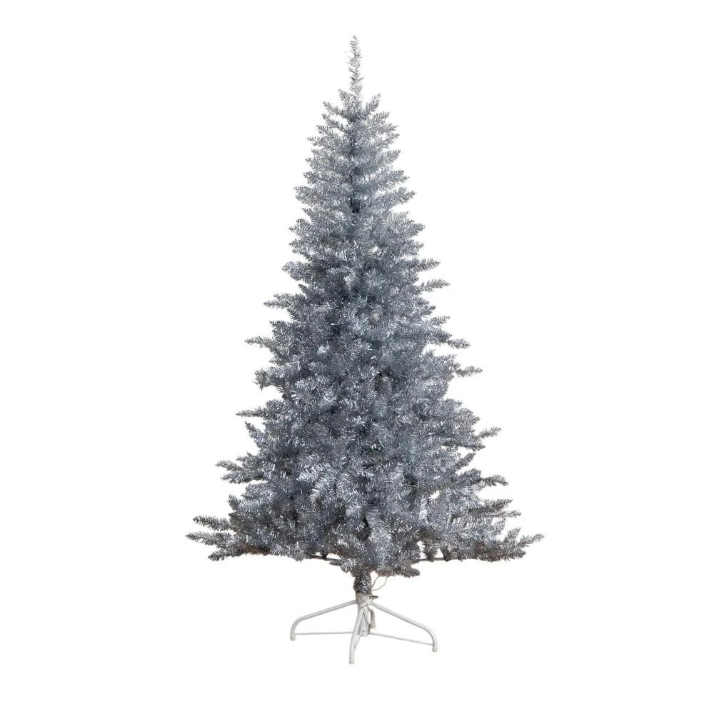 6 Ft. Artificial Silver Christmas Tree With 300-Cool White LED Lights 3 6 Ft. Artificial Silver Christmas Tree With 300-Cool White LED Lights