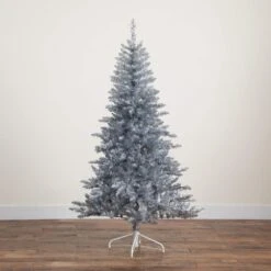 6 Ft. Artificial Silver Christmas Tree With 300-Cool White LED Lights 15 6 Ft. Artificial Silver Christmas Tree With 300-Cool White LED Lights -Christmas Gift Shop nearly natural pre lit christmas trees t5239 fa 1000
