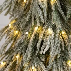 4 Ft. Flocked Down Swept Artificial Christmas Tree With 110-LED Lights -Christmas Gift Shop nearly natural pre lit christmas trees t5240 1f 1000