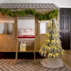 4 Ft. Flocked Down Swept Artificial Christmas Tree With 110-LED Lights -Christmas Gift Shop nearly natural pre lit christmas trees t5240 31 1000