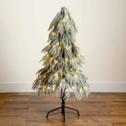 4 Ft. Flocked Down Swept Artificial Christmas Tree With 110-LED Lights -Christmas Gift Shop nearly natural pre lit christmas trees t5240 76 1000