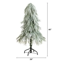 4 Ft. Flocked Down Swept Artificial Christmas Tree With 110-LED Lights -Christmas Gift Shop nearly natural pre lit christmas trees t5240 c3 1000