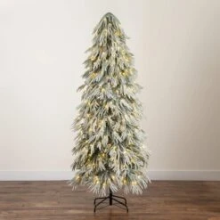 7 Ft. Flocked Down Swept Artificial Christmas Tree With 300-LED Lights -Christmas Gift Shop nearly natural pre lit christmas trees t5241 76 1000