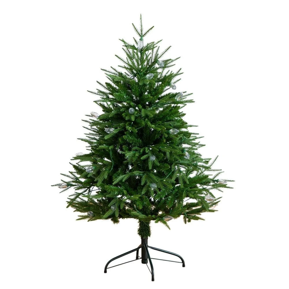 4 Ft. Pre-Lit Artificial Luxembourg Pine Christmas Tree With 120-Multicolored Traditional Bulb LED Lights 3 4 Ft. Pre-Lit Artificial Luxembourg Pine Christmas Tree With 120-Multicolored Traditional Bulb LED Lights