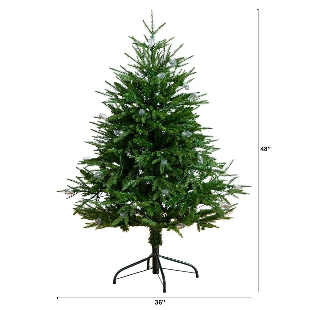 4 Ft. Pre-Lit Artificial Luxembourg Pine Christmas Tree With 120-Multicolored Traditional Bulb LED Lights 7 4 Ft. Pre-Lit Artificial Luxembourg Pine Christmas Tree With 120-Multicolored Traditional Bulb LED Lights - Image 5