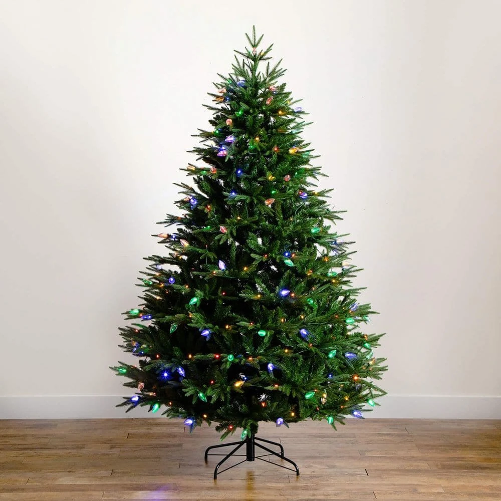 7 Ft. Pre-Lit Artificial Luxembourg Pine Christmas Tree With 340-Multicolored Traditional Bulb LED Lights 7 7 Ft. Pre-Lit Artificial Luxembourg Pine Christmas Tree With 340-Multicolored Traditional Bulb LED Lights - Image 5