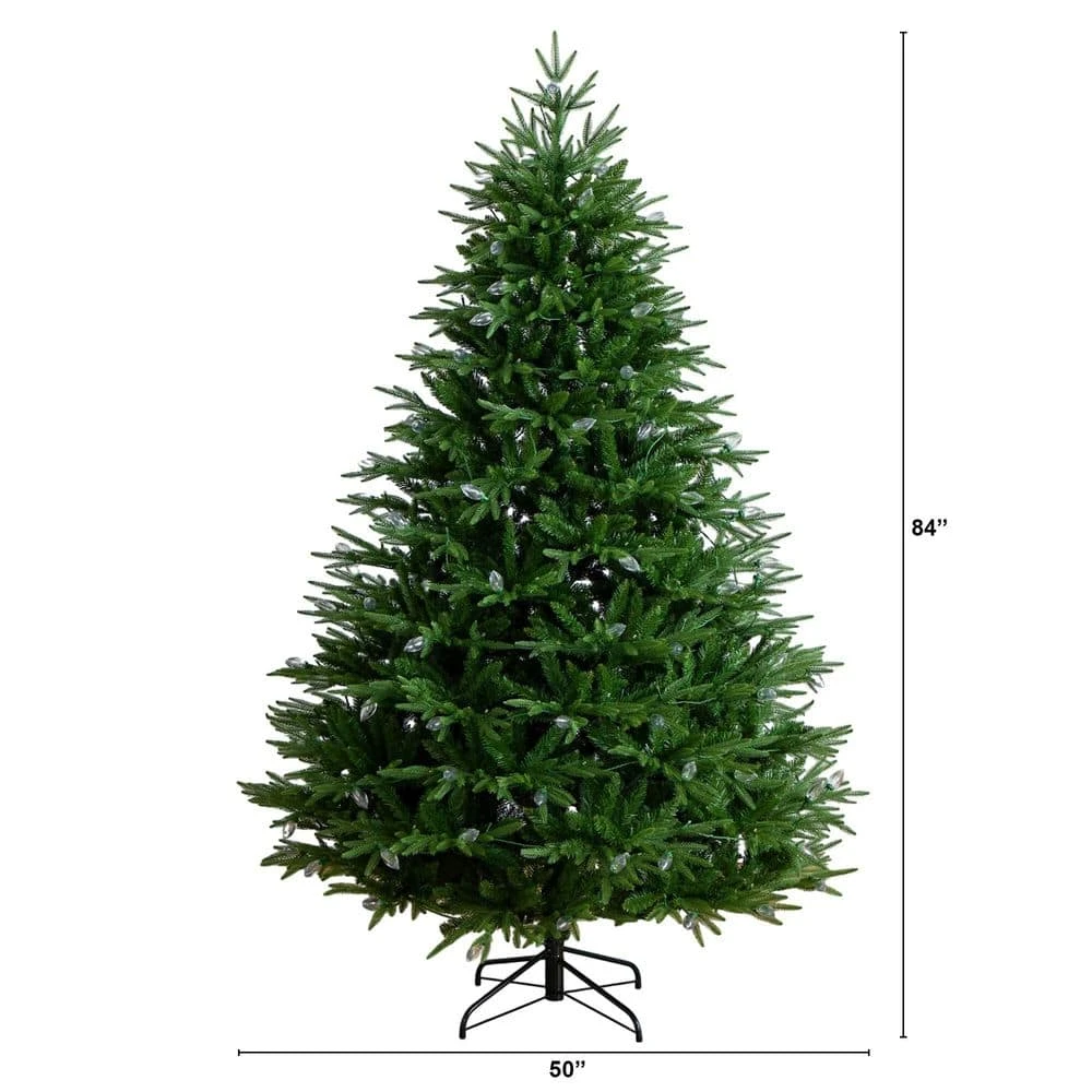 7 Ft. Pre-Lit Artificial Luxembourg Pine Christmas Tree With 340-Multicolored Traditional Bulb LED Lights 9 7 Ft. Pre-Lit Artificial Luxembourg Pine Christmas Tree With 340-Multicolored Traditional Bulb LED Lights - Image 7