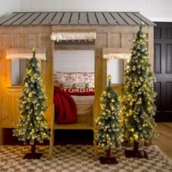 3 Ft. 4 Ft. 5 Ft. Pre-Lit Frosted Artificial Christmas Tree Set With Warm LED Lights - (Set Of 3) 25 3 Ft. 4 Ft. 5 Ft. Pre-Lit Frosted Artificial Christmas Tree Set With Warm LED Lights - (Set Of 3) -Christmas Gift Shop nearly natural pre lit christmas trees t5248 31 1000