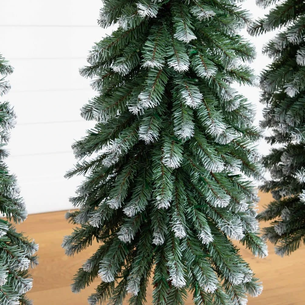 3 Ft. 4 Ft. 5 Ft. Pre-Lit Frosted Artificial Christmas Tree Set With Warm LED Lights - (Set Of 3) 11 3 Ft. 4 Ft. 5 Ft. Pre-Lit Frosted Artificial Christmas Tree Set With Warm LED Lights - (Set Of 3) - Image 9