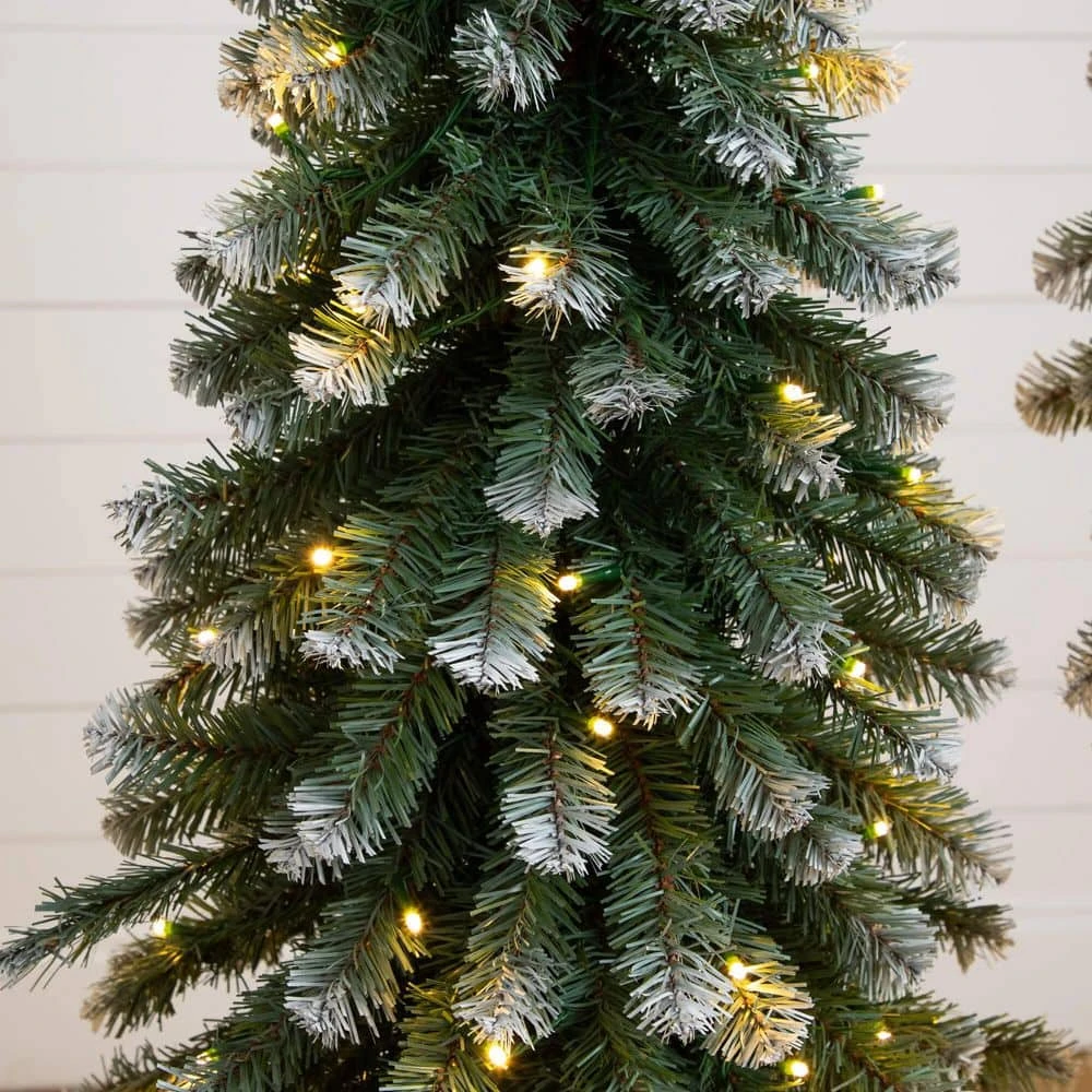 3 Ft. 4 Ft. 5 Ft. Pre-Lit Frosted Artificial Christmas Tree Set With Warm LED Lights - (Set Of 3) 9 3 Ft. 4 Ft. 5 Ft. Pre-Lit Frosted Artificial Christmas Tree Set With Warm LED Lights - (Set Of 3) - Image 7