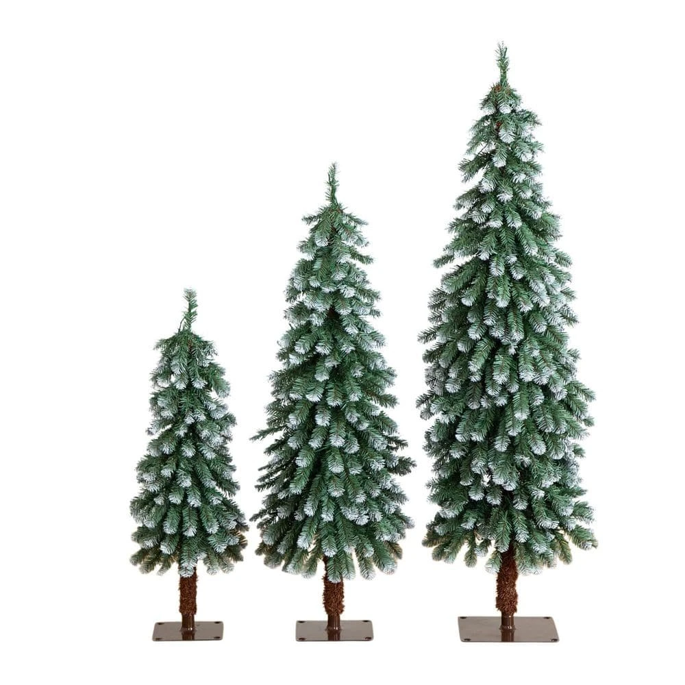 3 Ft. 4 Ft. 5 Ft. Pre-Lit Frosted Artificial Christmas Tree Set With Warm LED Lights - (Set Of 3) 3 3 Ft. 4 Ft. 5 Ft. Pre-Lit Frosted Artificial Christmas Tree Set With Warm LED Lights - (Set Of 3)