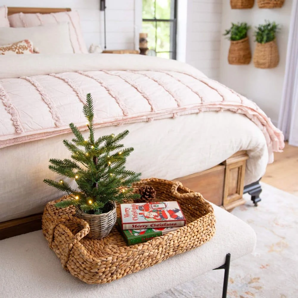 1.5 Ft. Pre-Lit Artificial Mini Christmas Tree In Basket With 20-Warm White LED Lights 10 1.5 Ft. Pre-Lit Artificial Mini Christmas Tree In Basket With 20-Warm White LED Lights - Image 8