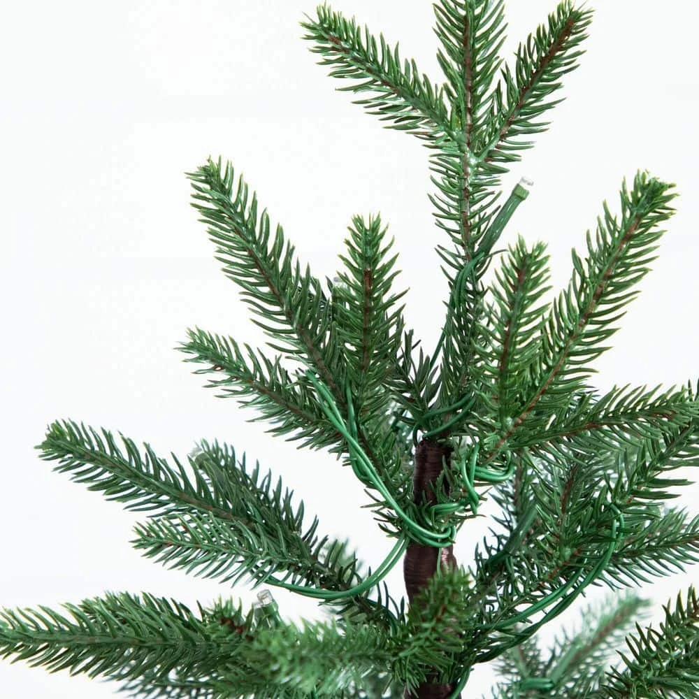 1.5 Ft. Pre-Lit Artificial Mini Christmas Tree In Basket With 20-Warm White LED Lights 5 1.5 Ft. Pre-Lit Artificial Mini Christmas Tree In Basket With 20-Warm White LED Lights - Image 3