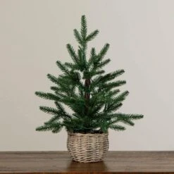 1.5 Ft. Pre-Lit Artificial Mini Christmas Tree In Basket With 20-Warm White LED Lights 15 1.5 Ft. Pre-Lit Artificial Mini Christmas Tree In Basket With 20-Warm White LED Lights -Christmas Gift Shop nearly natural pre lit christmas trees t5328 fa 1000
