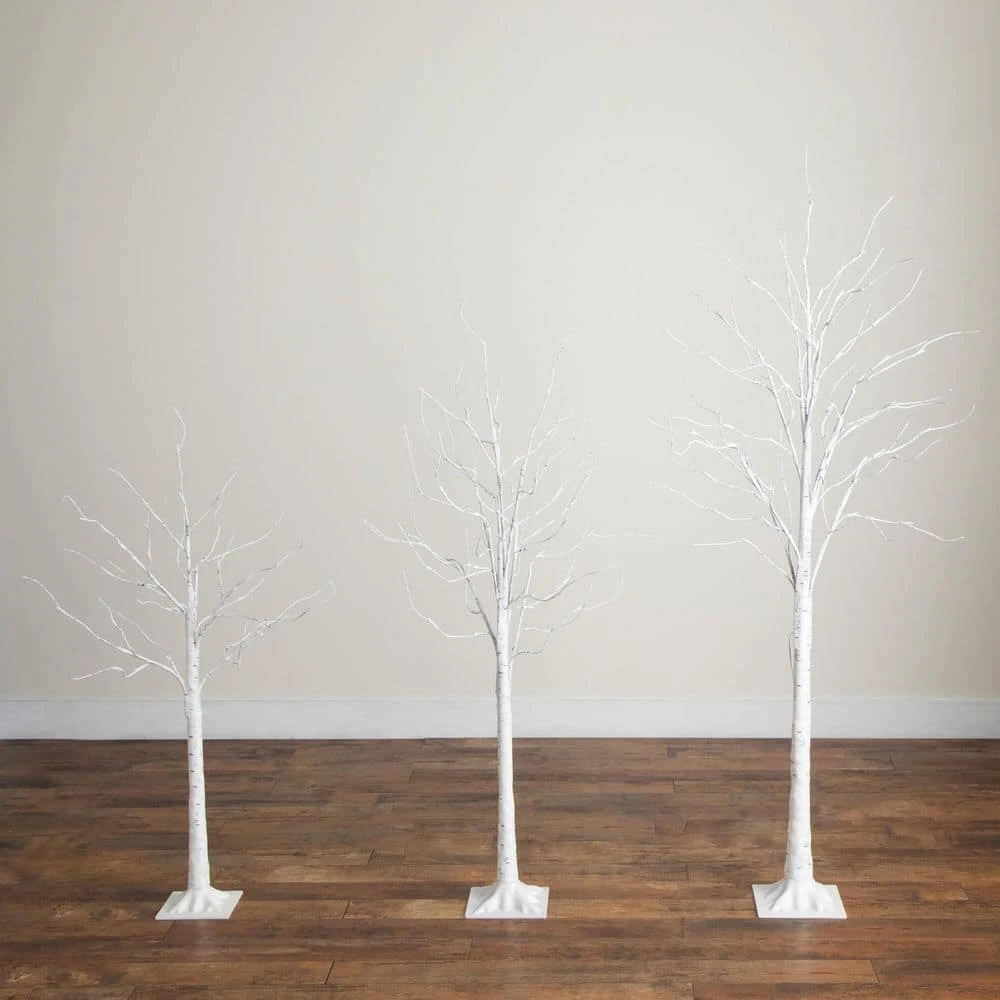 4 Ft. 5 Ft. 6 Ft. Pre-Lit Artificial White Birch Trees - (Set Of 3) 5 4 Ft. 5 Ft. 6 Ft. Pre-Lit Artificial White Birch Trees - (Set Of 3) - Image 3