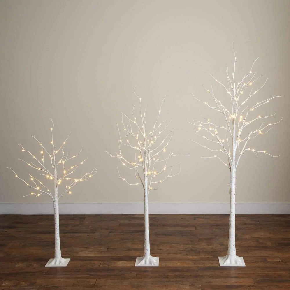 4 Ft. 5 Ft. 6 Ft. Pre-Lit Artificial White Birch Trees - (Set Of 3) 6 4 Ft. 5 Ft. 6 Ft. Pre-Lit Artificial White Birch Trees - (Set Of 3) - Image 4