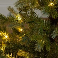 3ft. Pre-Lit Artificial Christmas Tree In Jute Wire Planter With 30-Warm White LED Lights -Christmas Gift Shop nearly natural pre lit christmas trees t5377 1f 1000