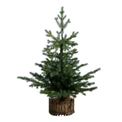 3ft. Pre-Lit Artificial Christmas Tree In Jute Wire Planter With 30-Warm White LED Lights -Christmas Gift Shop nearly natural pre lit christmas trees t5377 4f 1000