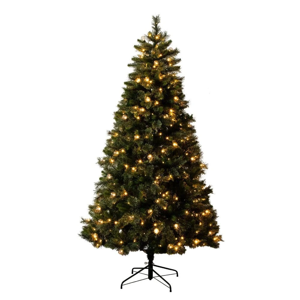 7.5 Ft. Artificial Christmas Tree With 450-Warm White Clear Globe Bulbs And LED Lights 8 7.5 Ft. Artificial Christmas Tree With 450-Warm White Clear Globe Bulbs And LED Lights - Image 6