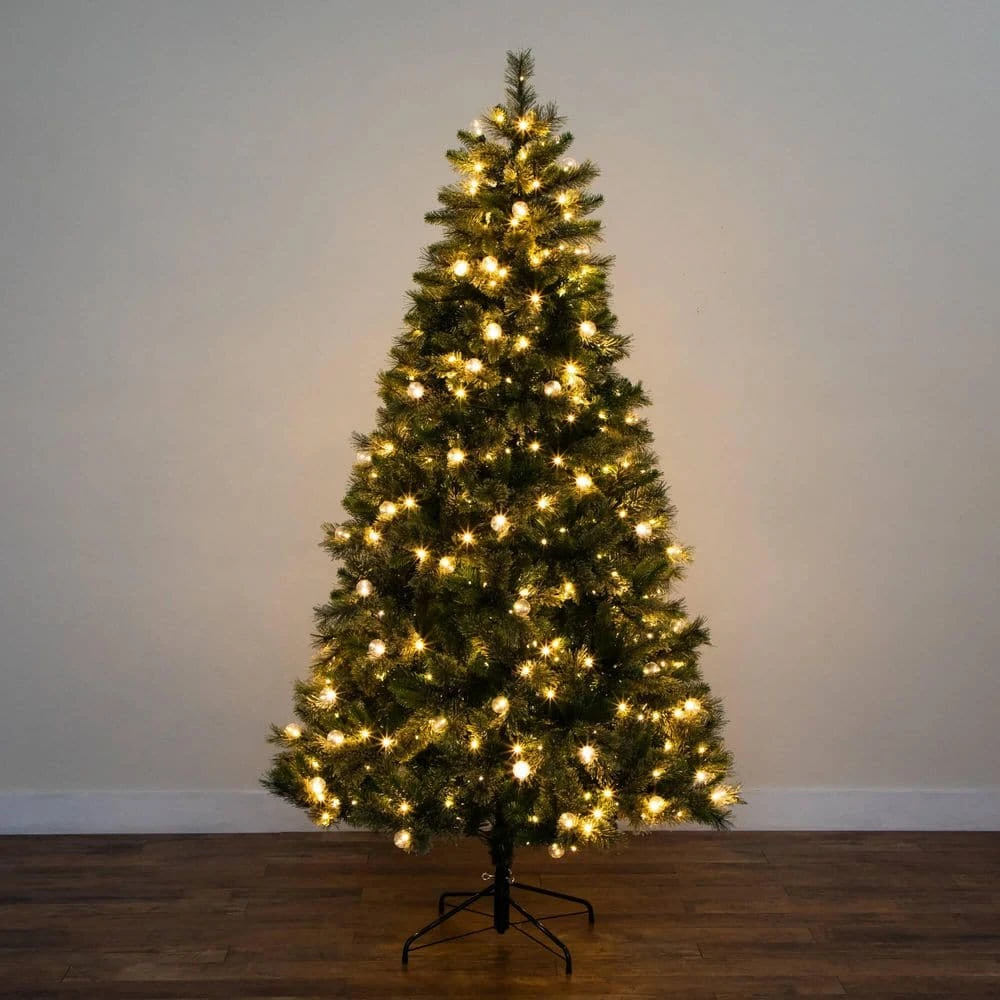 7.5 Ft. Artificial Christmas Tree With 450-Warm White Clear Globe Bulbs And LED Lights 4 7.5 Ft. Artificial Christmas Tree With 450-Warm White Clear Globe Bulbs And LED Lights - Image 2