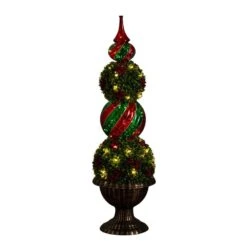 3 Ft. Pre-Lit Artificial Christmas Ornament Boxwood Topiary Tree With 70-Warm White LED Lights -Christmas Gift Shop nearly natural pre lit christmas trees t5381 4f 1000