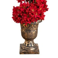 3 Ft. Pre-Lit Artificial Christmas Poinsettias And Berries Spiral Topiary Tree With 30-Warm White LED Lights 14 3 Ft. Pre-Lit Artificial Christmas Poinsettias And Berries Spiral Topiary Tree With 30-Warm White LED Lights -Christmas Gift Shop nearly natural pre lit christmas trees t5382 44 1000