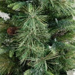 4 Ft. Pre-Lit Faux Mixed Pine Snowed Christmas Tree With Pinecones In Decorative Planter With 60-Warm White LED Lights -Christmas Gift Shop nearly natural pre lit christmas trees t5386 1f 1000