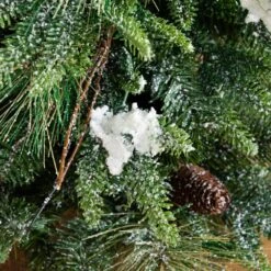 4 Ft. Pre-Lit Faux Mixed Pine Snowed Christmas Tree With Pinecones In Decorative Planter With 60-Warm White LED Lights -Christmas Gift Shop nearly natural pre lit christmas trees t5386 44 1000