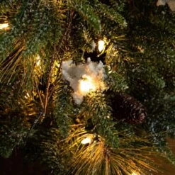 4 Ft. Pre-Lit Faux Mixed Pine Snowed Christmas Tree With Pinecones In Decorative Planter With 60-Warm White LED Lights -Christmas Gift Shop nearly natural pre lit christmas trees t5386 fa 1000