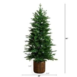 4.5 Ft. Pre-Lit Artificial Christmas Tree In Decorative Planter With 60-Clear LED Lights 15 4.5 Ft. Pre-Lit Artificial Christmas Tree In Decorative Planter With 60-Clear LED Lights -Christmas Gift Shop nearly natural pre lit christmas trees t5390 c3 1000