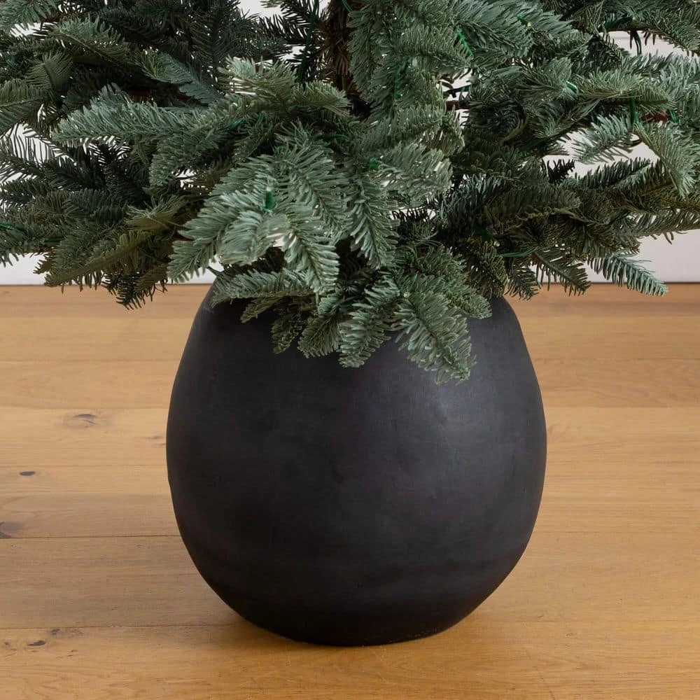 6 Ft. Pre-Lit Artificial Pine Christmas Tree In Round Black Decorative Planter With 60-Warm White LED Lights 9 6 Ft. Pre-Lit Artificial Pine Christmas Tree In Round Black Decorative Planter With 60-Warm White LED Lights - Image 7