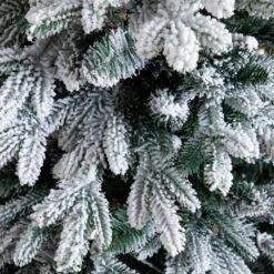 4 Ft. Pre-Lit Artificial Flocked Christmas Tree With 100-Warm White LED Lights In Decorative Trunk Planter -Christmas Gift Shop nearly natural pre lit christmas trees t5405 1f 1000