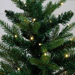 2 Ft. Pre-Lit Artificial Classic Christmas Tree With 35-Warm White LED Lights In Gold Decorative Planter -Christmas Gift Shop nearly natural pre lit christmas trees t5407 76 1000