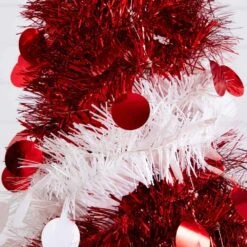 4 Ft. Pre-Lit Pop Up Red And White Tinsel Christmas Tree With 50-Multicolored LED Lights -Christmas Gift Shop nearly natural pre lit christmas trees t5408 1f 1000