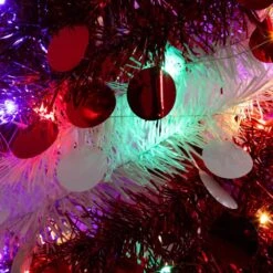 4 Ft. Pre-Lit Pop Up Red And White Tinsel Christmas Tree With 50-Multicolored LED Lights -Christmas Gift Shop nearly natural pre lit christmas trees t5408 76 1000