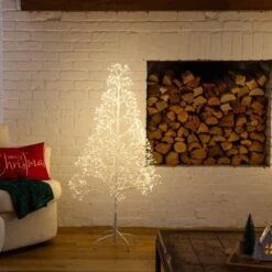 4 Ft. Pre-Lit Artificial White Starburst Tree With 800-Fairy Warm White LED Lights 15 4 Ft. Pre-Lit Artificial White Starburst Tree With 800-Fairy Warm White LED Lights -Christmas Gift Shop nearly natural pre lit christmas trees t5411 1d 1000
