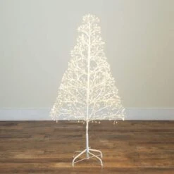 4 Ft. Pre-Lit Artificial White Starburst Tree With 800-Fairy Warm White LED Lights 16 4 Ft. Pre-Lit Artificial White Starburst Tree With 800-Fairy Warm White LED Lights -Christmas Gift Shop nearly natural pre lit christmas trees t5411 66 1000