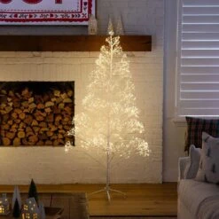 6 Ft. Pre-Lit White Starburst Artificial Christmas Tree With 1680-Fairy Warm White LED Lights -Christmas Gift Shop nearly natural pre lit christmas trees t5412 31 1000