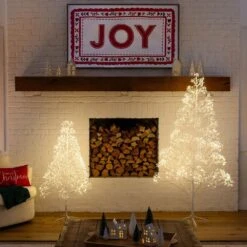 6 Ft. Pre-Lit White Starburst Artificial Christmas Tree With 1680-Fairy Warm White LED Lights -Christmas Gift Shop nearly natural pre lit christmas trees t5412 66 1000