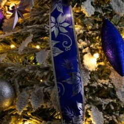 5 Ft. Pre-Lit Artificial Pop Up Flocked Christmas Tree With Silver & Blue Ornaments, Ribbons & 100-Warm White LED Lights -Christmas Gift Shop nearly natural pre lit christmas trees t5413 66 1000