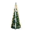 5 Ft. Pre-Lit Artificial Pop Up Christmas Tree With Gold And Silver Ornaments, Ribbons And 100-Warm White LED Lights -Christmas Gift Shop nearly natural pre lit christmas trees t5414 64 1000