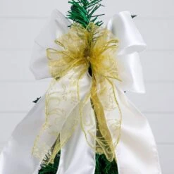 5 Ft. Pre-Lit Artificial Pop Up Christmas Tree With Gold And Silver Ornaments, Ribbons And 100-Warm White LED Lights -Christmas Gift Shop nearly natural pre lit christmas trees t5414 76 1000