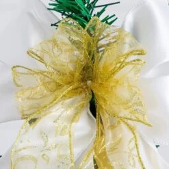 5 Ft. Pre-Lit Artificial Pop Up Christmas Tree With Gold And Silver Ornaments, Ribbons And 100-Warm White LED Lights -Christmas Gift Shop nearly natural pre lit christmas trees t5414 fa 1000