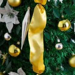 6 Ft. Pre-Lit Artificial Pop Up Christmas Tree With Gold And Silver Ornaments, Ribbons And 150-Warm White LED Lights -Christmas Gift Shop nearly natural pre lit christmas trees t5415 44 1000