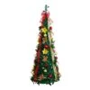 5 Ft. Pre-Lit Artificial Pop Up Christmas Tree With Red And Gold Ornaments, Ribbons And 100-Warm White LED Lights -Christmas Gift Shop nearly natural pre lit christmas trees t5416 64 1000