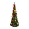 6 Ft. Pre-Lit Artificial Pop Up Christmas Tree With Red And Gold Ornaments, Ribbons And 150-Warm White LED Lights